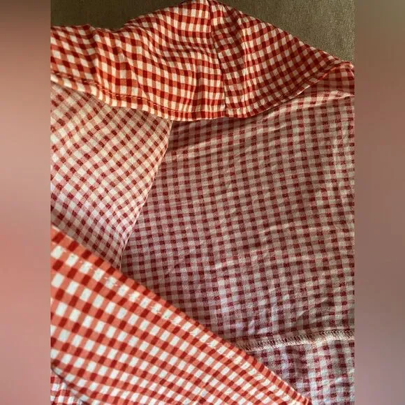 Reformation Rosemond Mini Dress Strawberry Check Cut Out Sz 12 - Picture 12 of 14